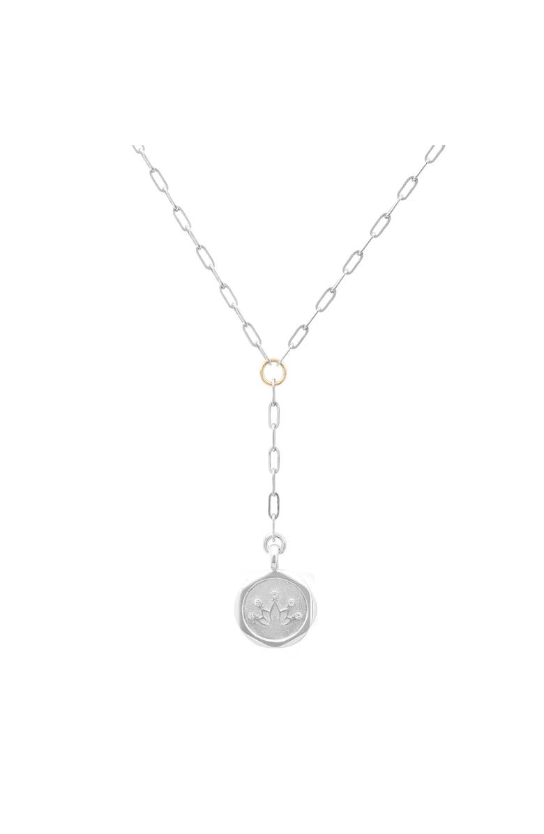 ELLIOT YOUNG LOTUS STERLING SILVER & DIAMOND Y NECKLACE, Main, color,