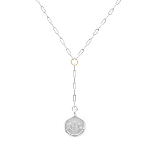 LOTUS STERLING SILVER & DIAMOND Y NECKLACE