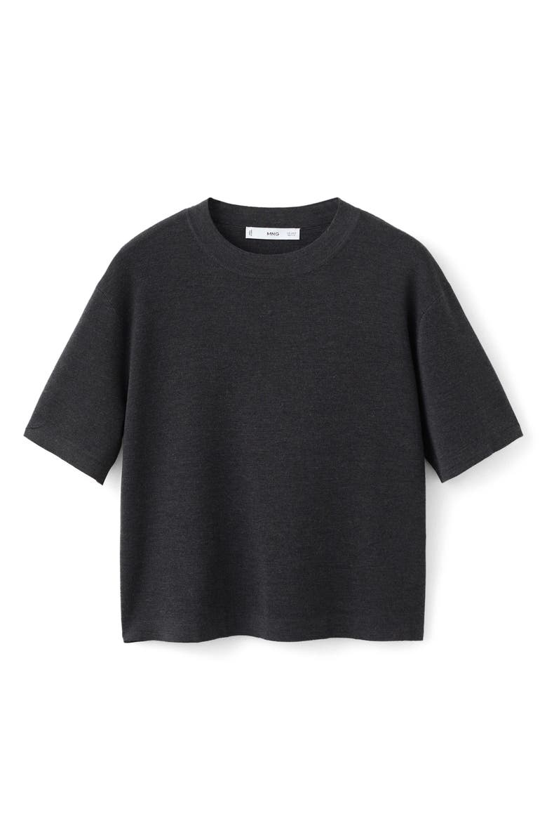 MANGO Short Sleeve Wool & Cotton Crewneck Sweater, Main, color, 