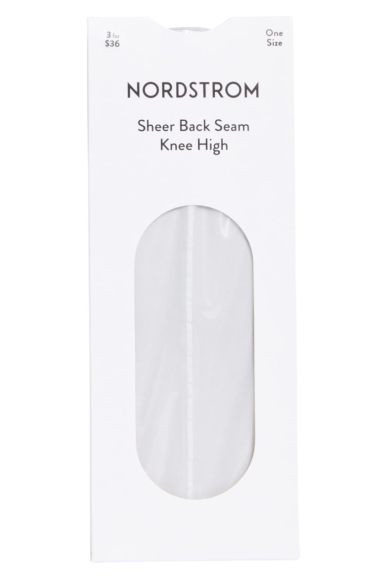 Semisheer Back Seam Knee High Socks, Alternate, color, BLUE FLOATY- WHITE