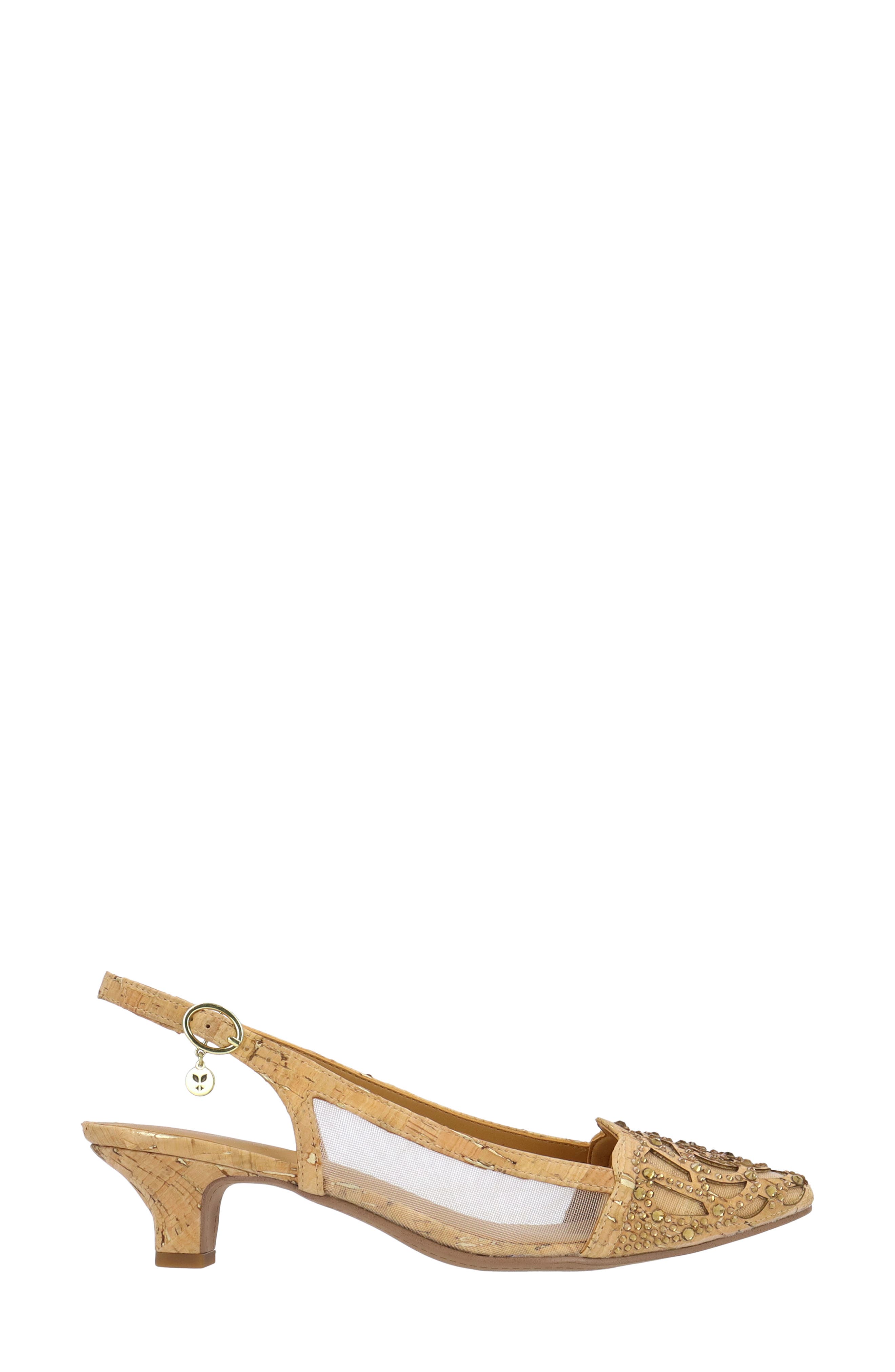 J. Reneé Elsinora Mesh Embellished Slingback Pump, Alternate, color, Natural/ Gold