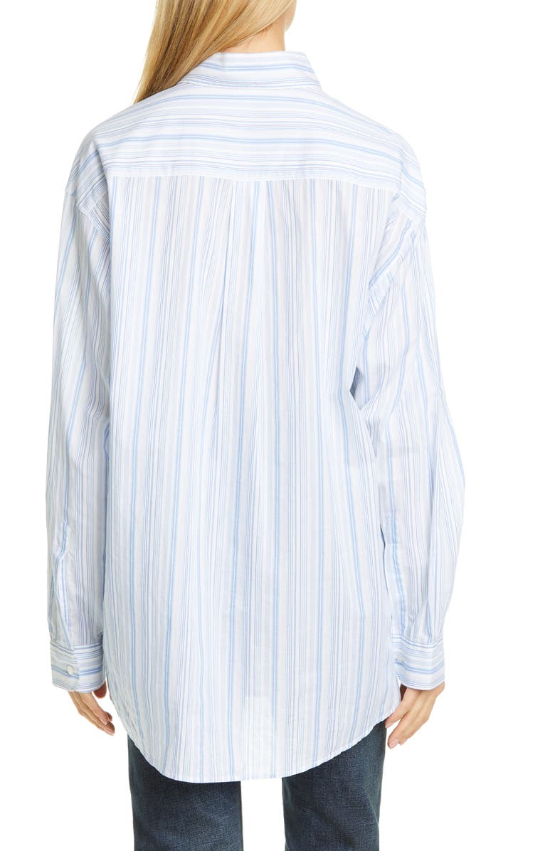 Etro GE01 Embroidered Stripe Cotton Poplin Button-Down Shirt, Alternate, color, 