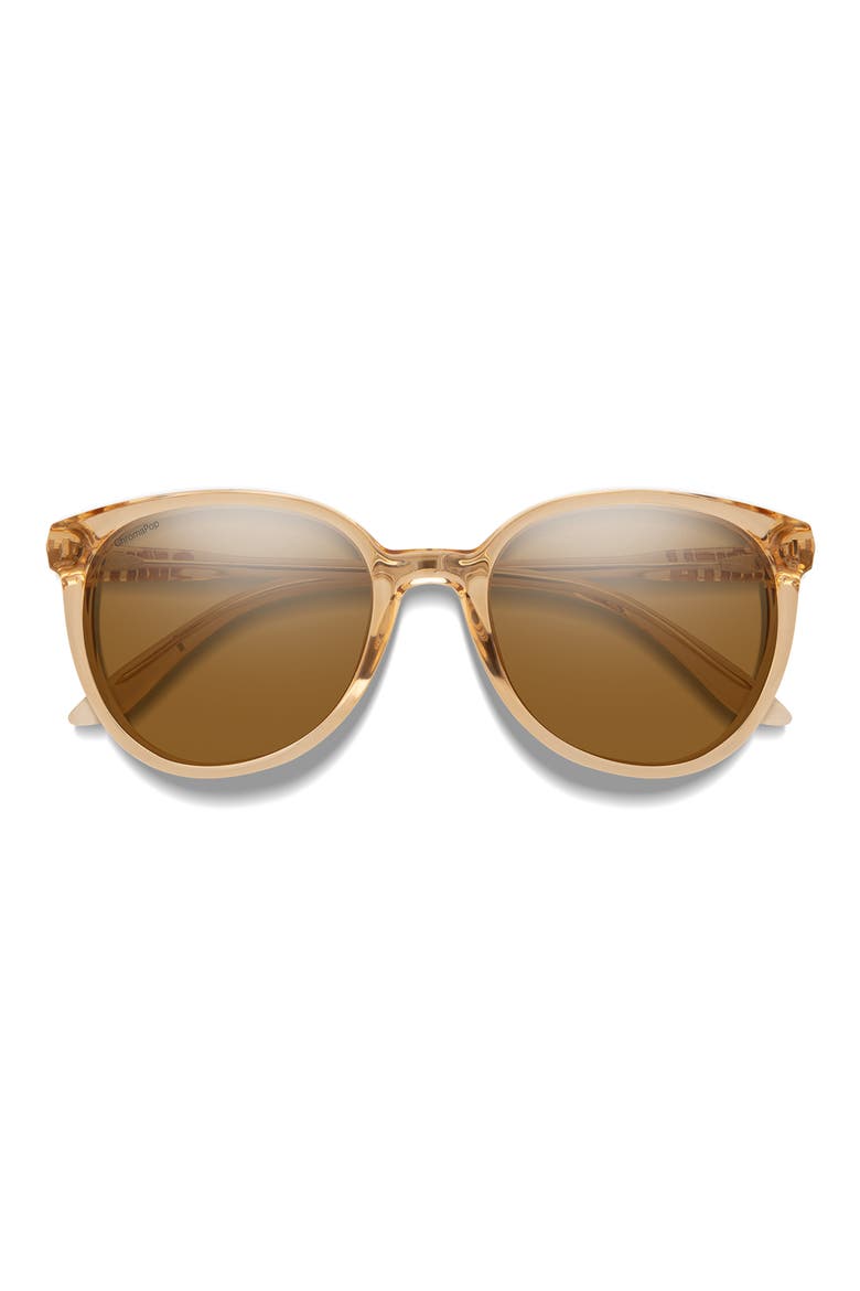 Cheetah 54mm Polarized Round Sunglasses, Main, color, CHAMPAGNE CRYSTAL / BROWN