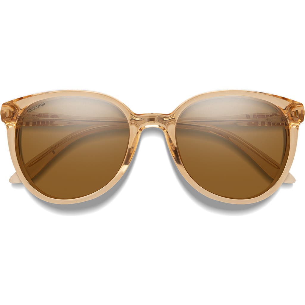 Smith Cheetah 54mm Polarized Round Sunglasses In Champagne Crystal/brown