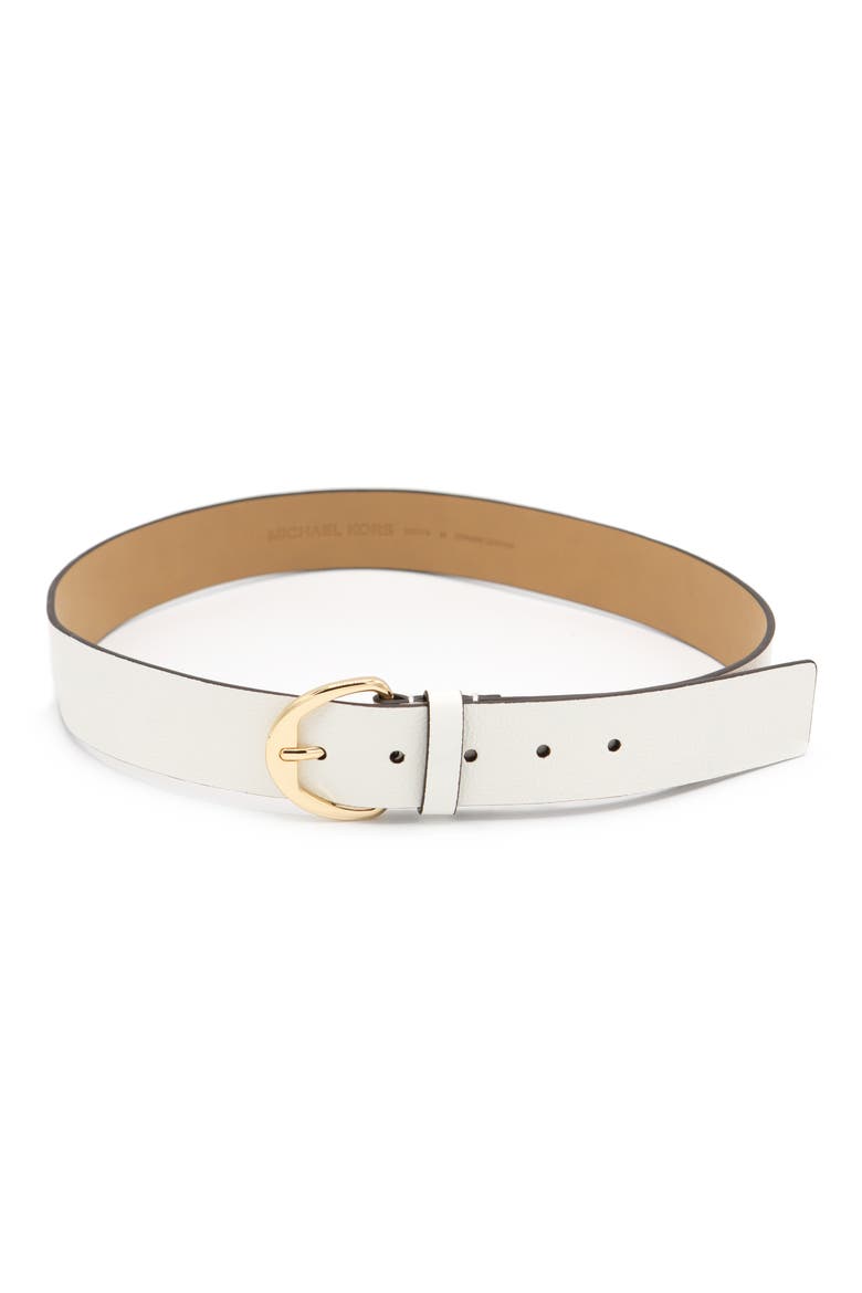 Pebbled Leather Belt, Alternate, color, OPTIC WHITE