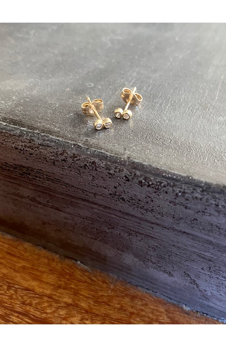 ELLIOT YOUNG 14K Gold Petite Double Bezel Diamond Stud Earrings, Alternate, color, White Gold