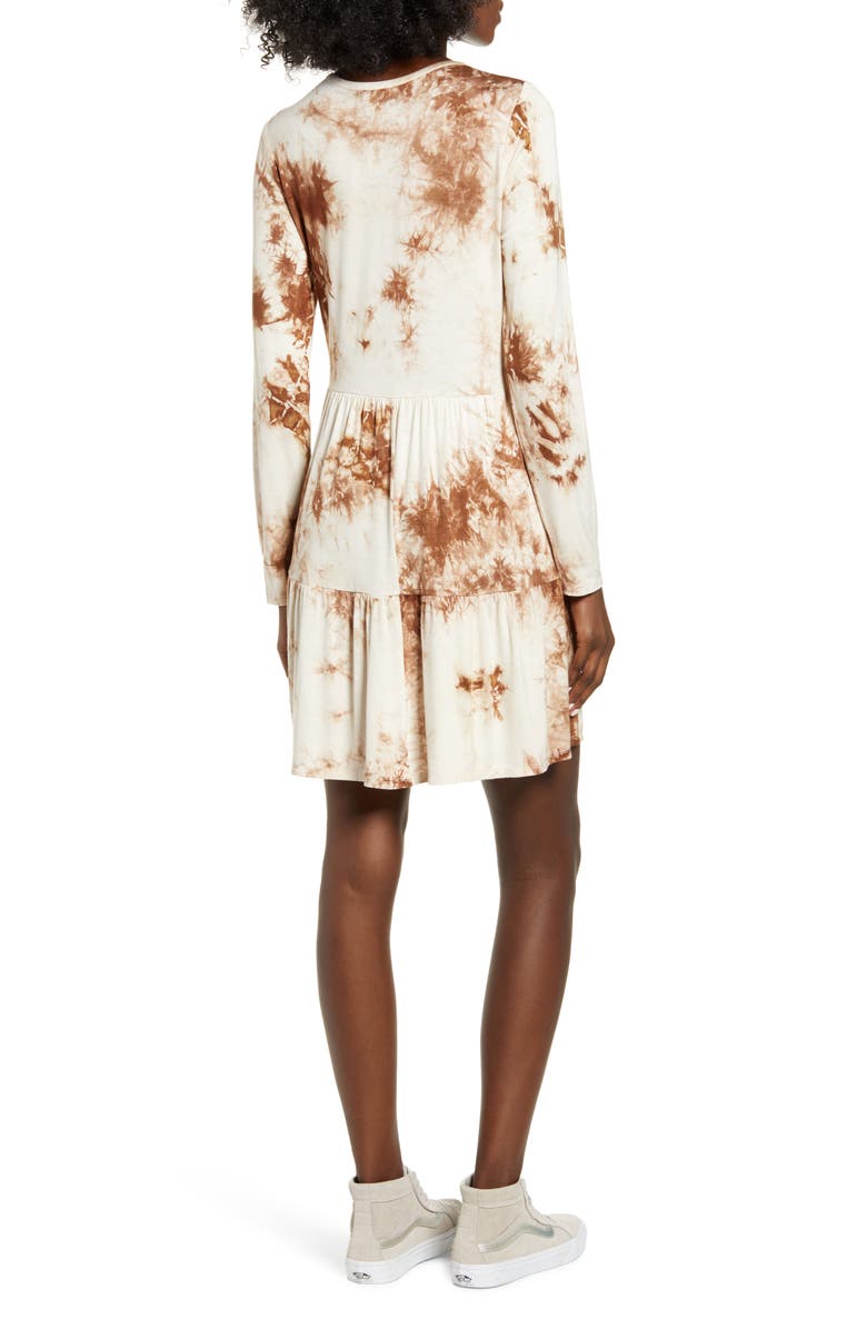 Love, Fire Tie Dye Long Sleeve Babydoll Dress, Alternate, color,