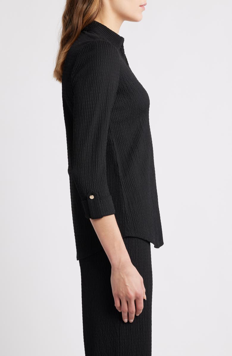 AK ANNE KLEIN Textured Ridge Knit Popover Top, Alternate, color, Anne Black