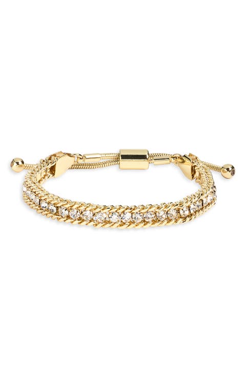 Crystal Curb Chain Adjustable Bracelet