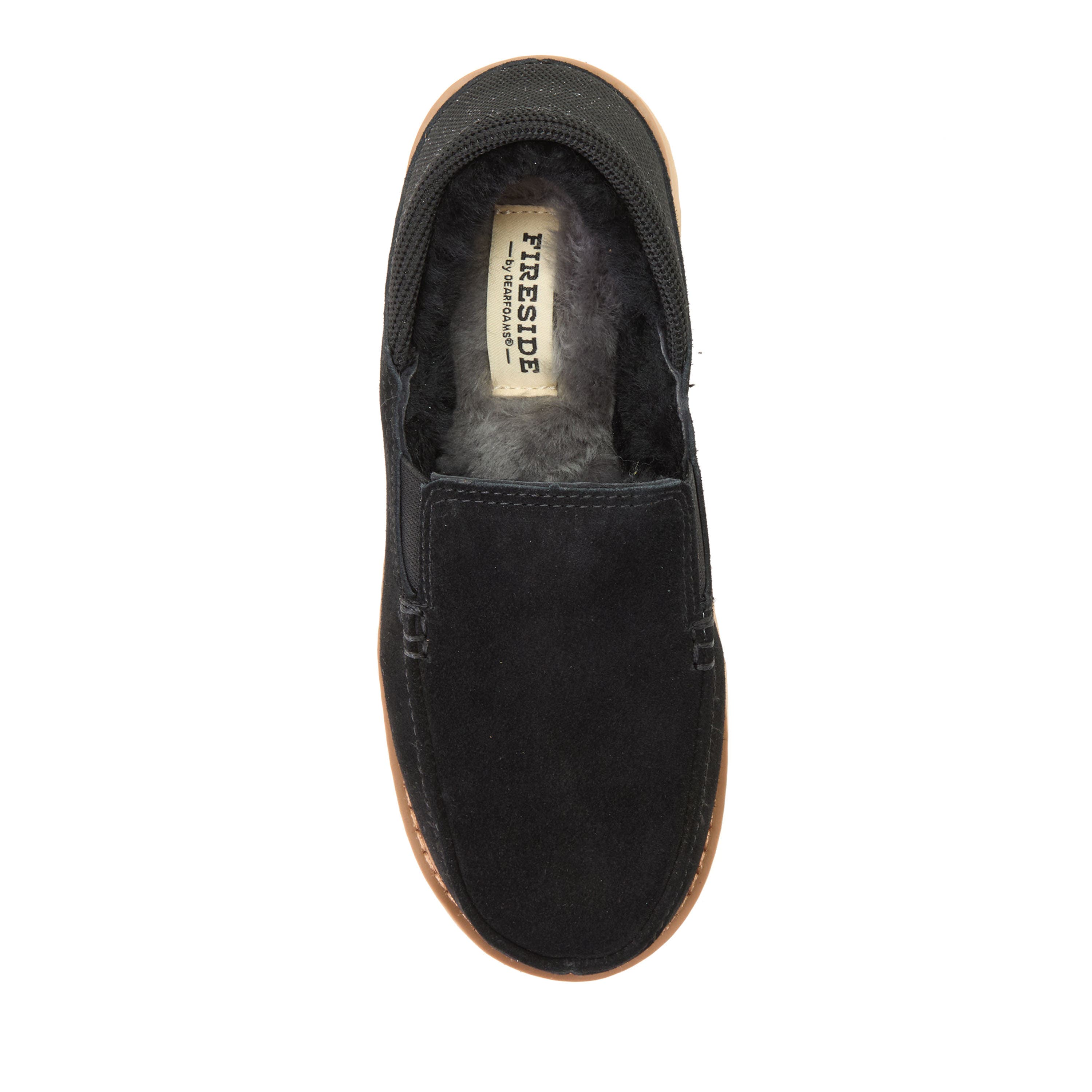 Fireside Suede Sport Knit Loafer Slippers, Alternate, color, Black