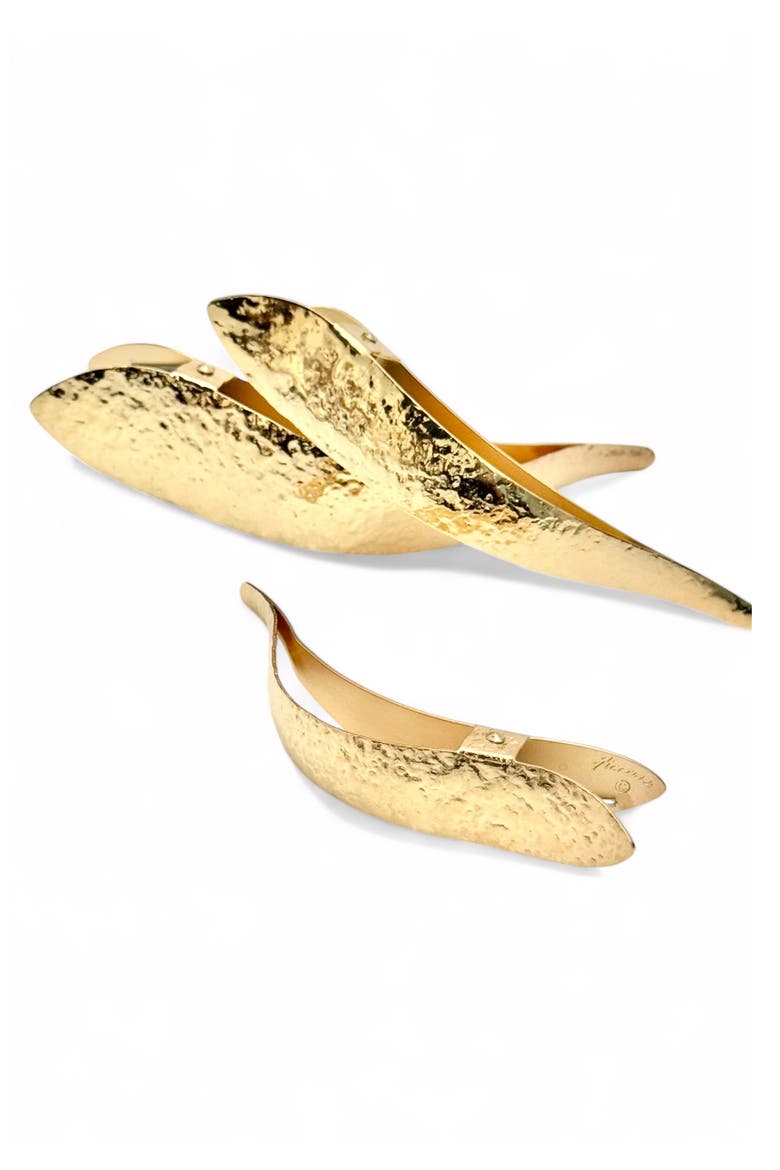 Maximas Leaf Hammered Hair Clip, Alternate, color, GOLD LEAF