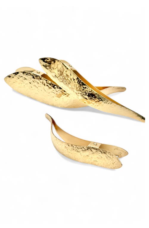 Ficcare Maximas Leaf Hammered Hair Clip In Gold Leaf
