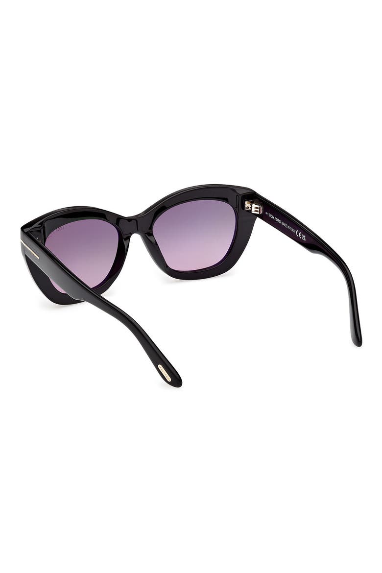 Linda 53mm Butterfly Sunglasses, Alternate, color, SHINY BLACK/ PURPLE LENSES