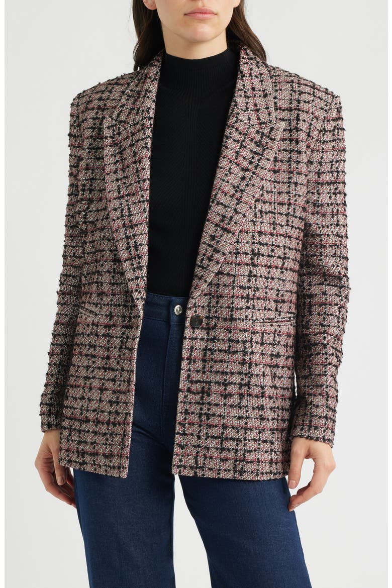Jovanamia One-Button Tweed Blazer, Main, color, RHODODENDRON TWEED