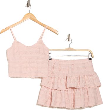 2-Piece Layered Lace Cami & Tiered Miniskirt Set