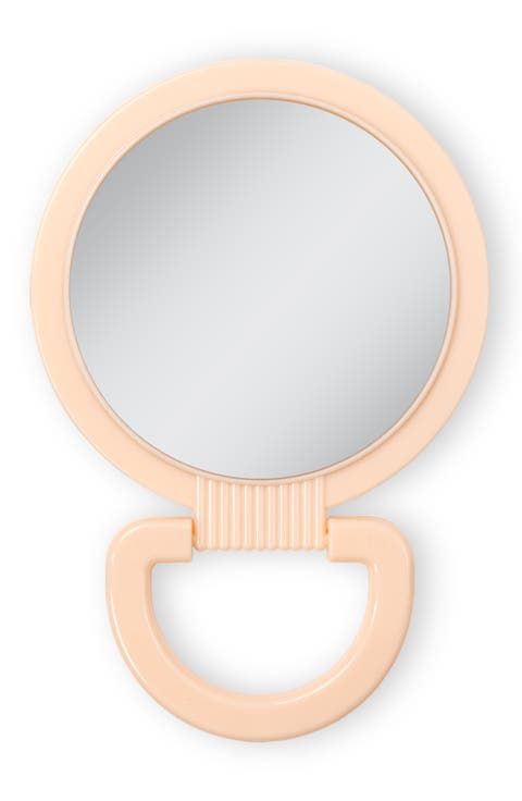 Dual-Sided Hanging Handheld Mirror in Soft-Touch