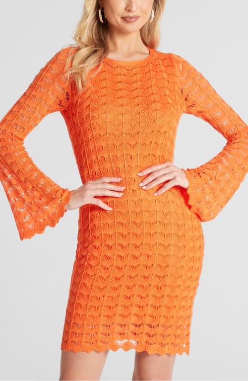 Guess Solano Pointelle Sweater Dress In Orange