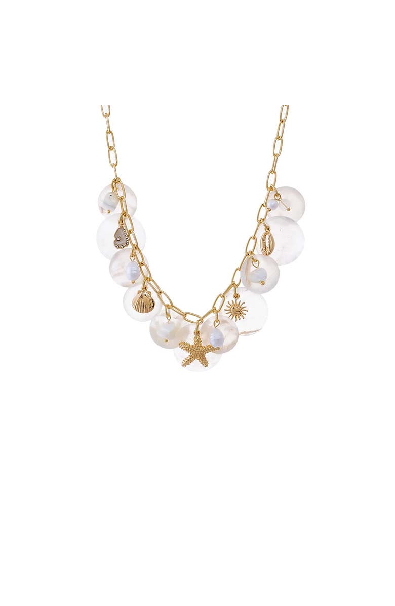 BY ADINA EDEN Seashell Disc Charm Necklace, Main, color, White