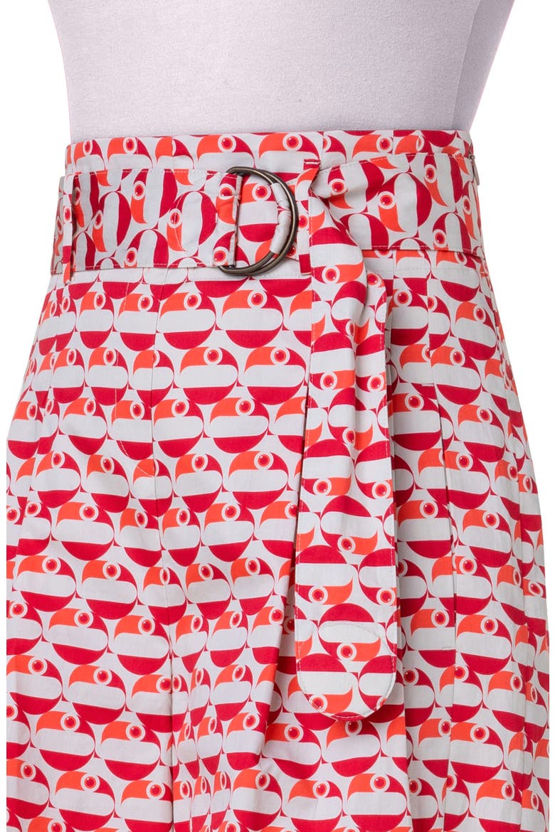 Fiorellina Flamingo Dot Print Belted Cotton Bermuda Shorts, Alternate, color, BEIGE-RED-CORAL