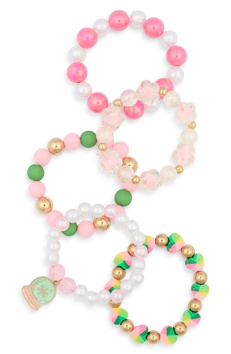 Capelli New York Kids' Assorted 5-Pack Stretch Bracelets, Main, color, Pink Multi