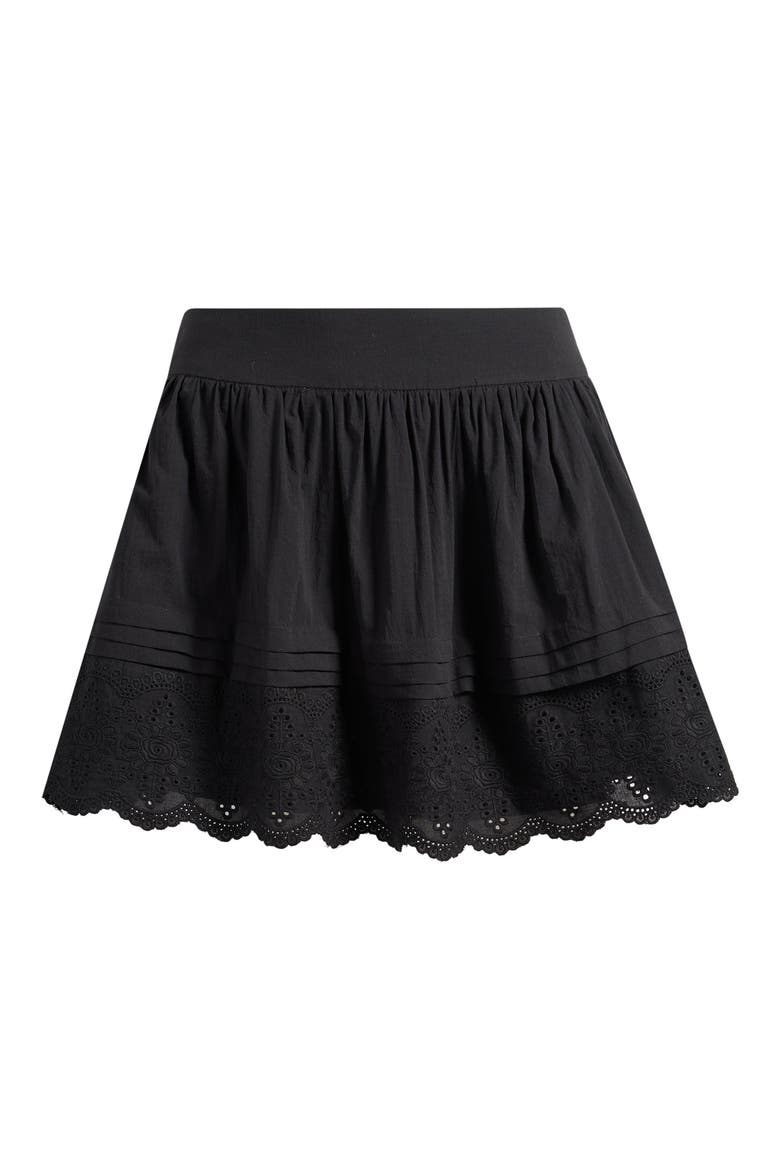 x Hannah Lovey Porter Goldie Embroidered Detail Cotton Miniskirt (Nordstrom Exclusive), Alternate, color, BLACK