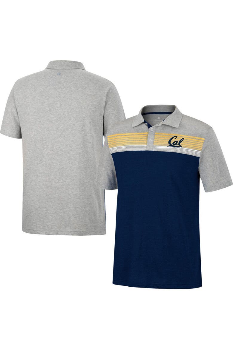 Men's Colosseum Navy/Heathered Gray Cal Bears Caddie Polo, Main, color, Navy