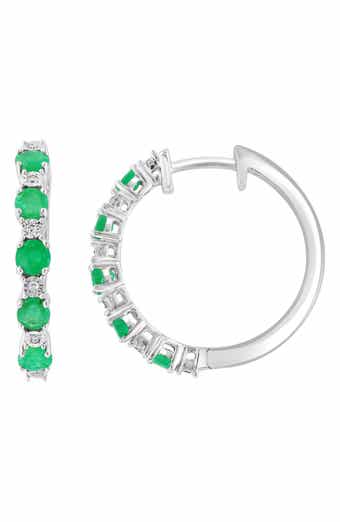 Emerald and Diamond Hoop Earrings