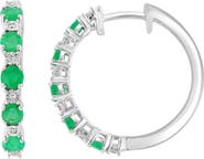 EFFY Emerald and Diamond Hoop Earrings
