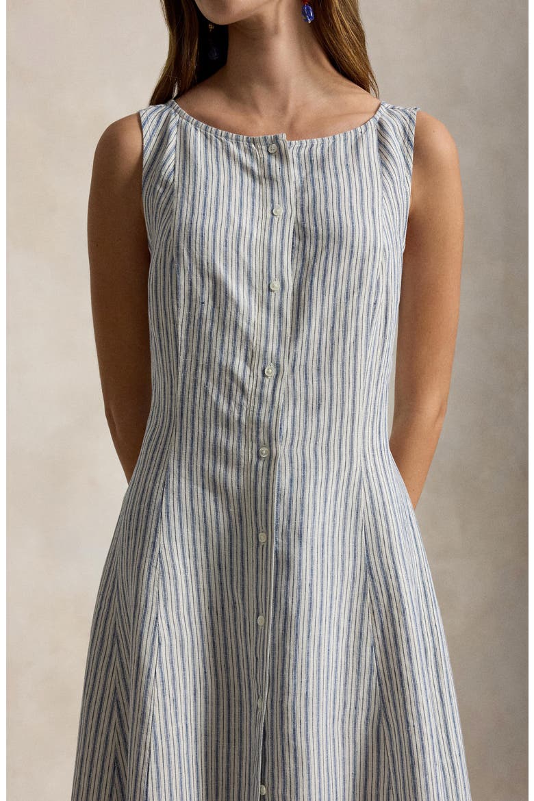 Stripe Panel Linen Dress, Alternate, color, NAVY-LIGHT BLUE MULTI