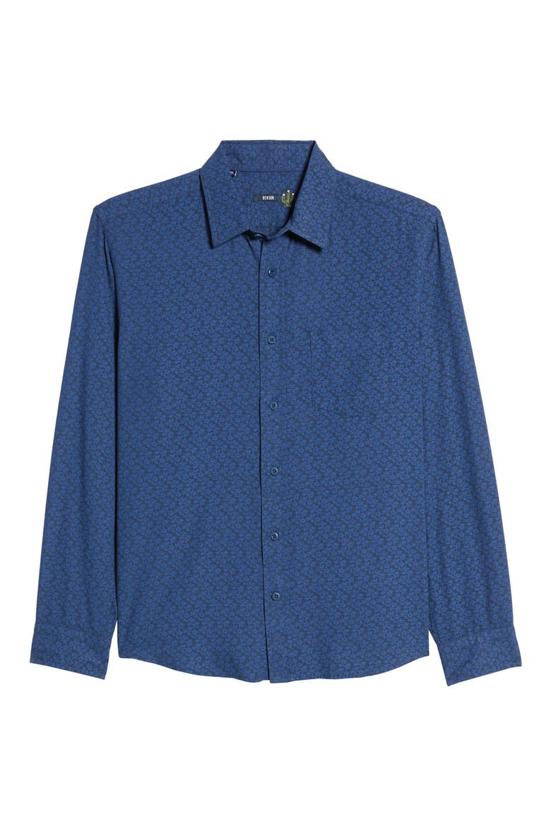 Print Button-Up Shirt, Alternate, color, NAVY
