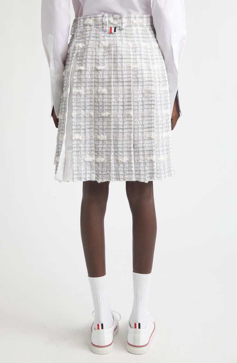 Thom Browne Low Rise Pleated Tweed Skirt, Alternate, color, Medium Grey