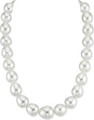 The Pearl Source 11-13mm White South Sea Drop Oval Pearl Necklace - AAA Quality