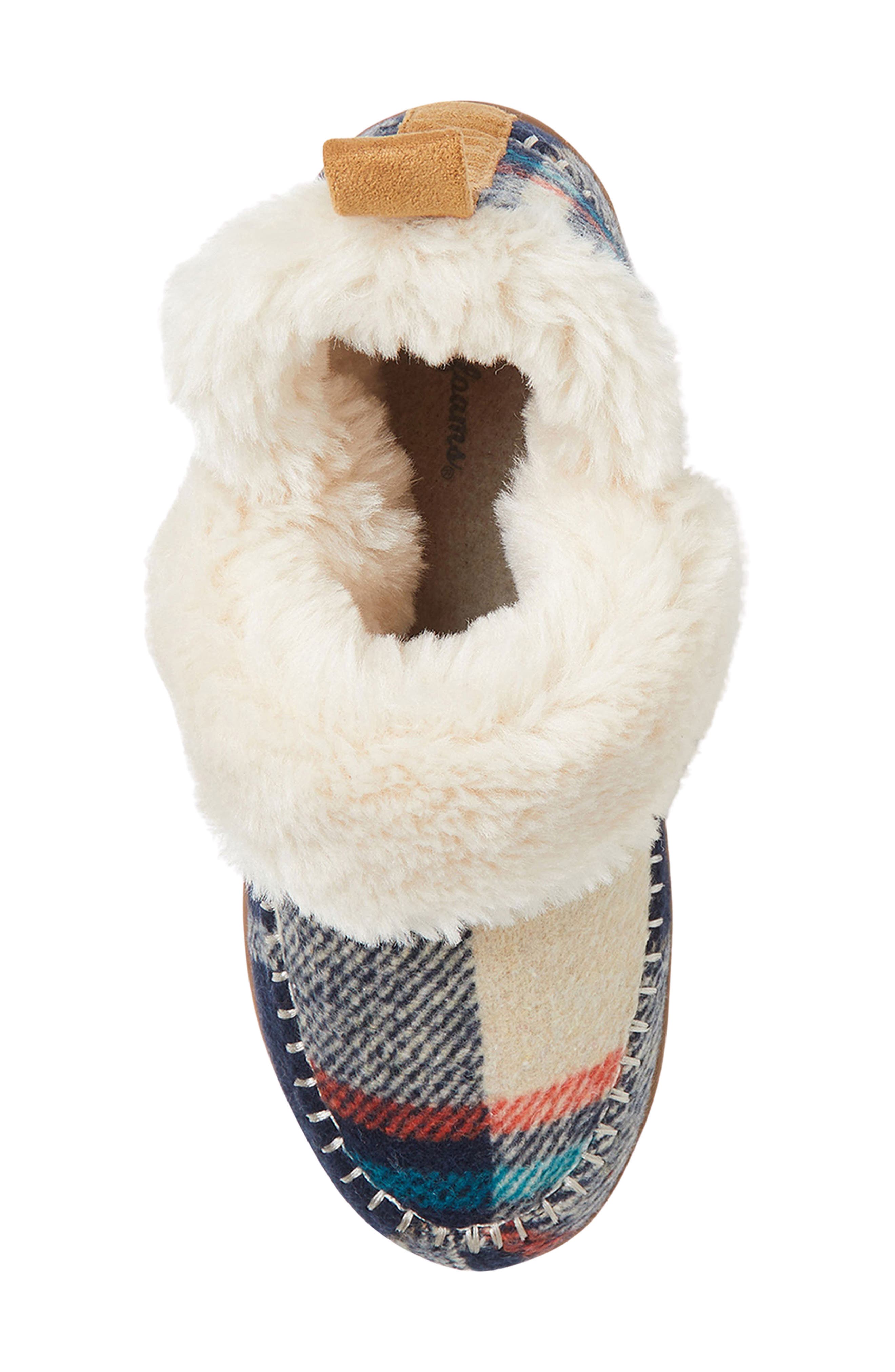 Moritz Faux Fur Slipper Bootie, Alternate, color, NAVY PLAID
