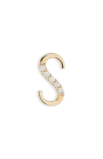 Lana 14k Gold Diamond Initial Single Stud Earring In Gold