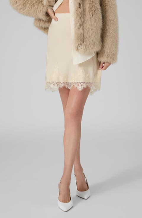 Sophie Lace Detail Bias Miniskirt