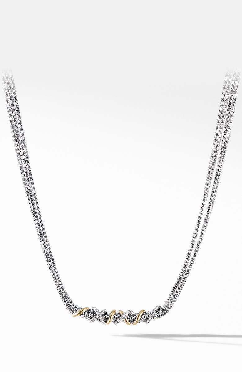 David Yurman Helena Short Necklace with 18K Yellow Gold and Diamonds, Main, color, 