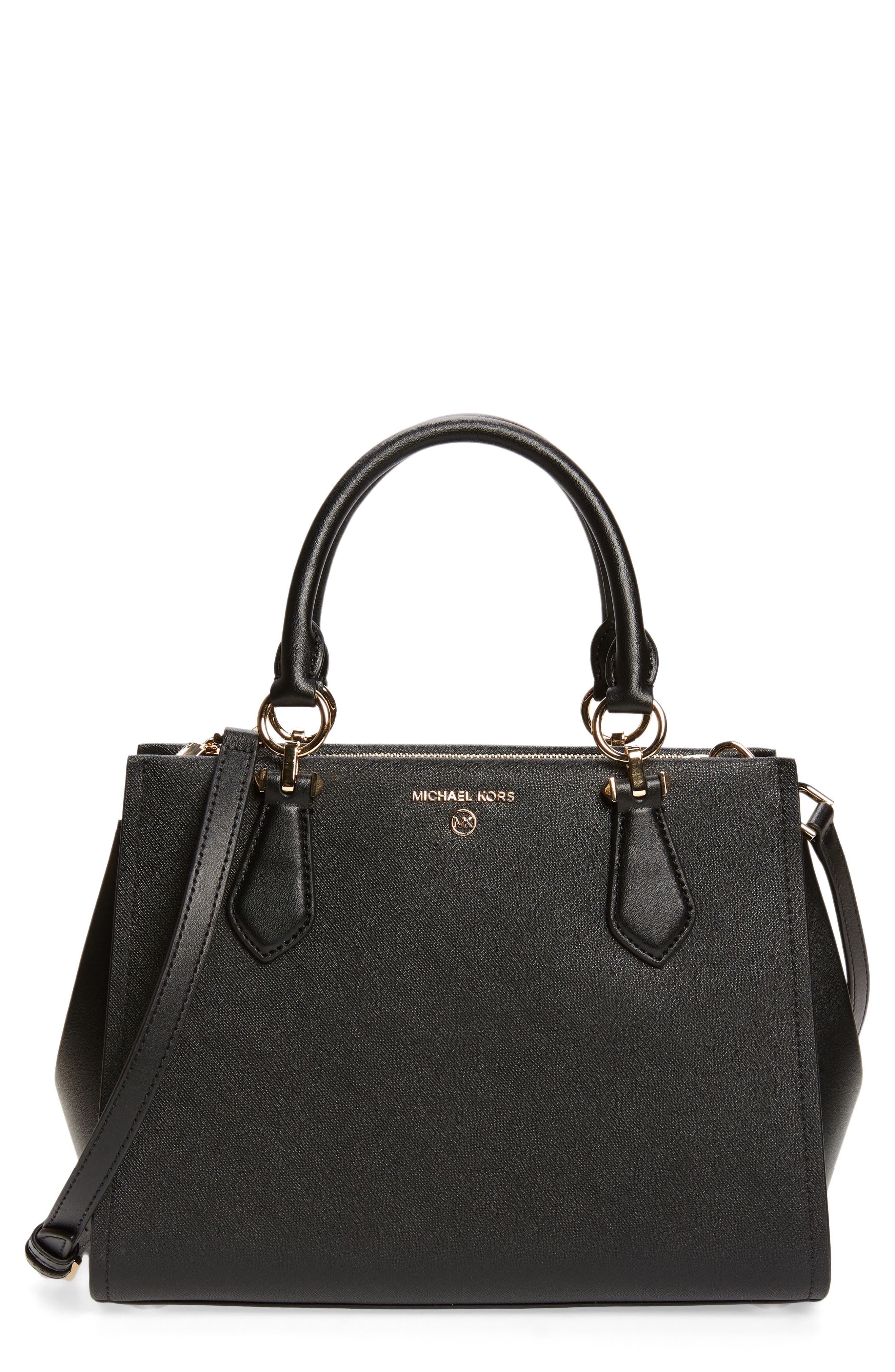 Michael Kors Marilyn Medium Leather Satchel, Main, color, 