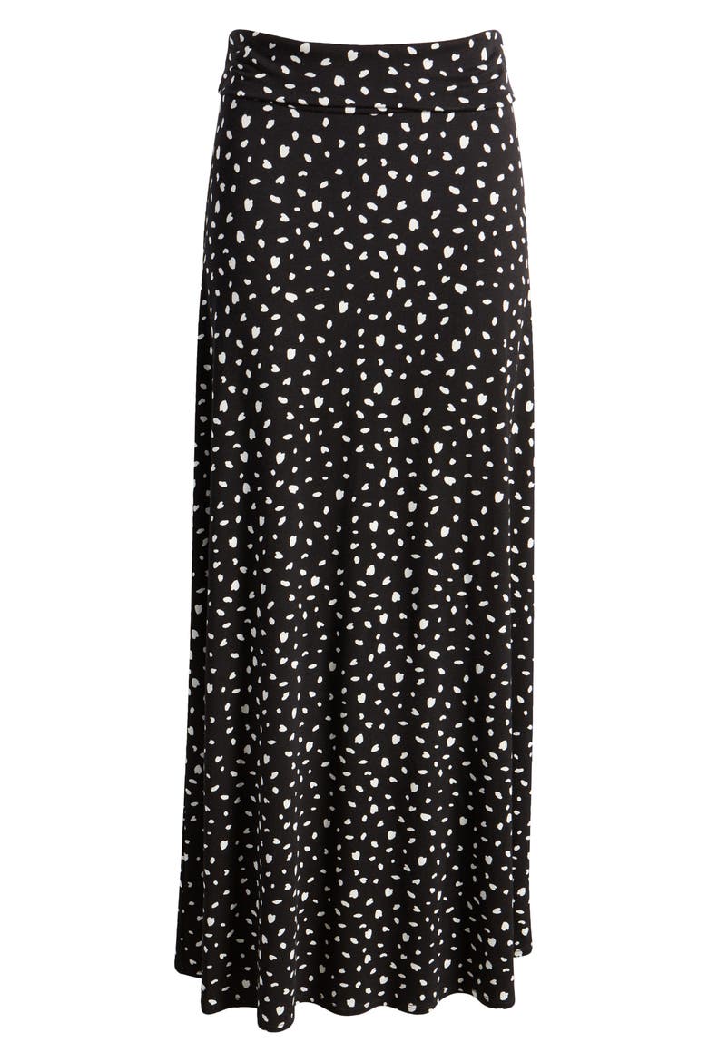 Roll Waist Maxi Skirt, Alternate, color, BLACK/IVORY