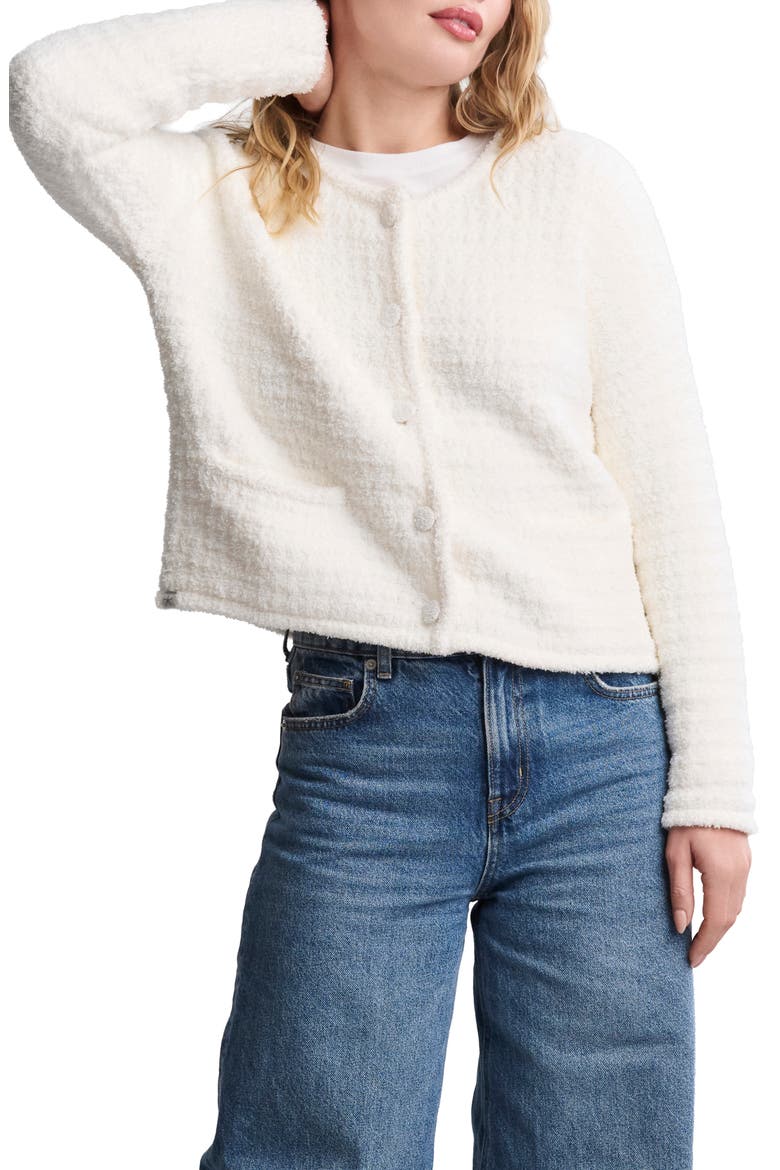 CozyChic® Textured Cardigan, Main, color, PEARL