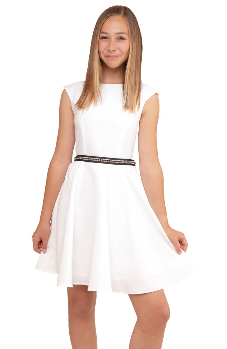 Un Deux Trois Kids' Sleeveless Satin Dress, Alternate, color, 