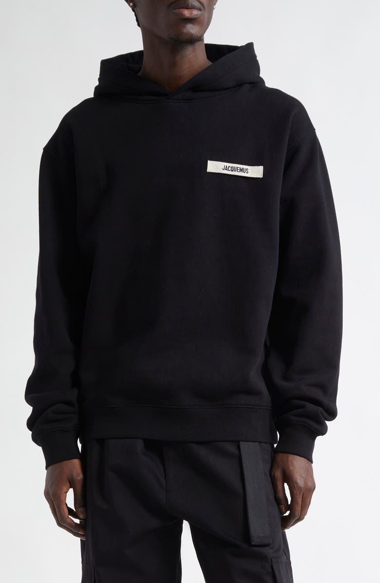 Jacquemus Le Hoodie Gros Grain Cotton Hoodie, Main, color, Black
