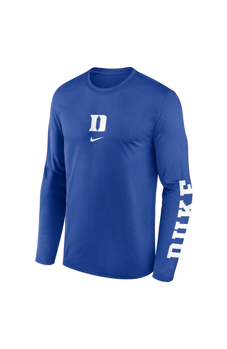 Nike Men's Nike Royal Duke Blue Devils Primetime Center Lockup Two-Hit Legend Long Sleeve T-Shirt, Alternate, color, Royal