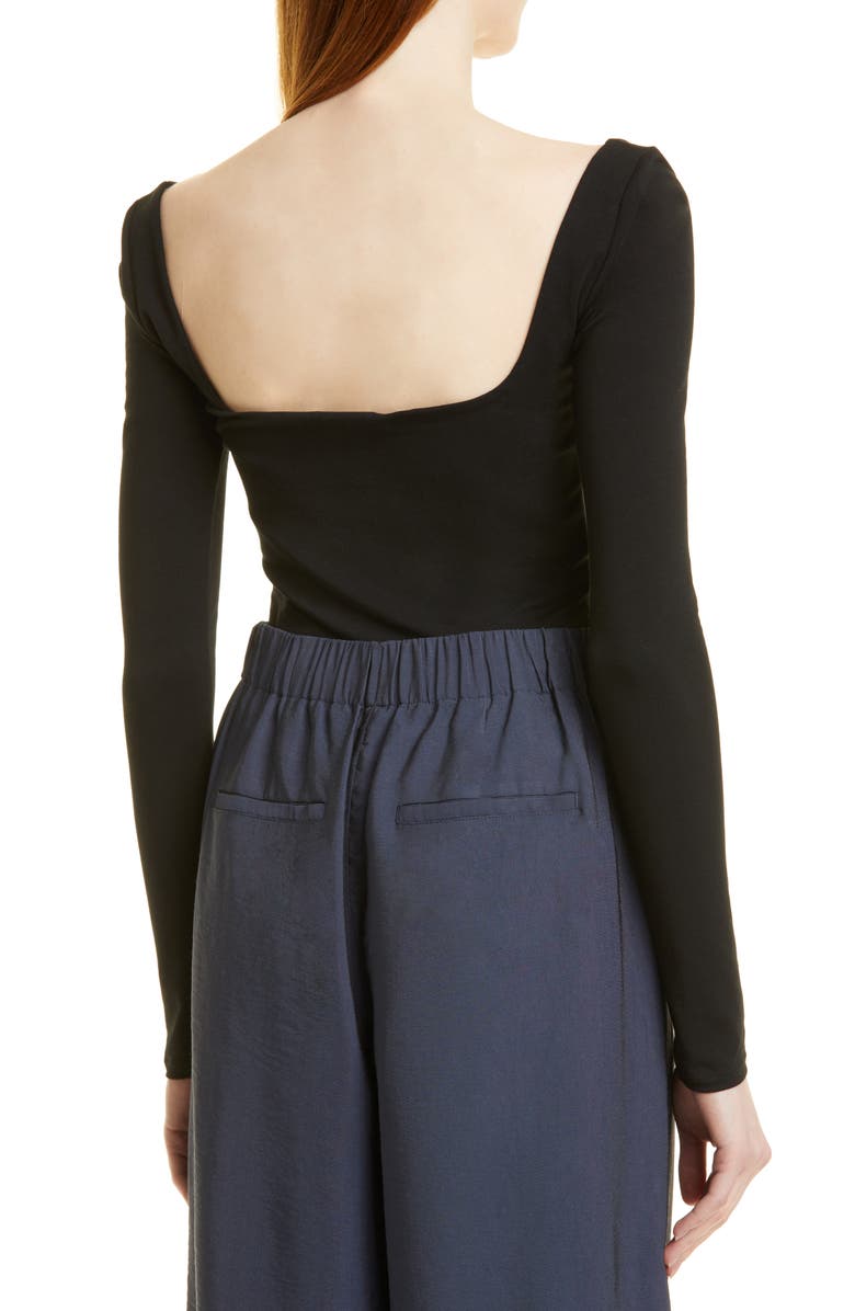 Vince Square Neck Long Sleeve Stretch Cotton Knit Top, Alternate, color, 