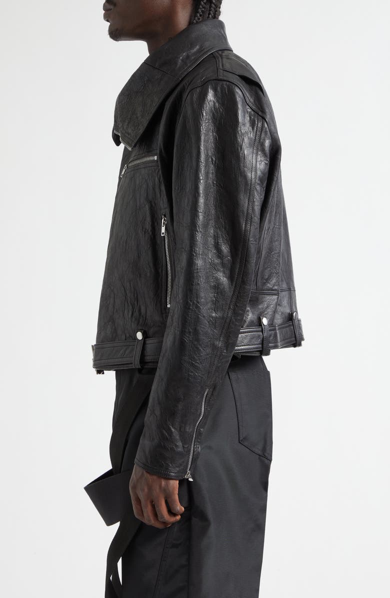 Rick Owens Leather Dracubiker Jacket, Alternate, color, Black