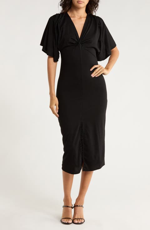 Flutter Sleeve Midi Dress