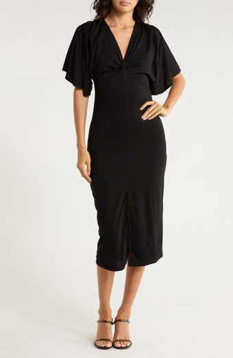 GO COUTURE Flutter Sleeve Midi Dress
