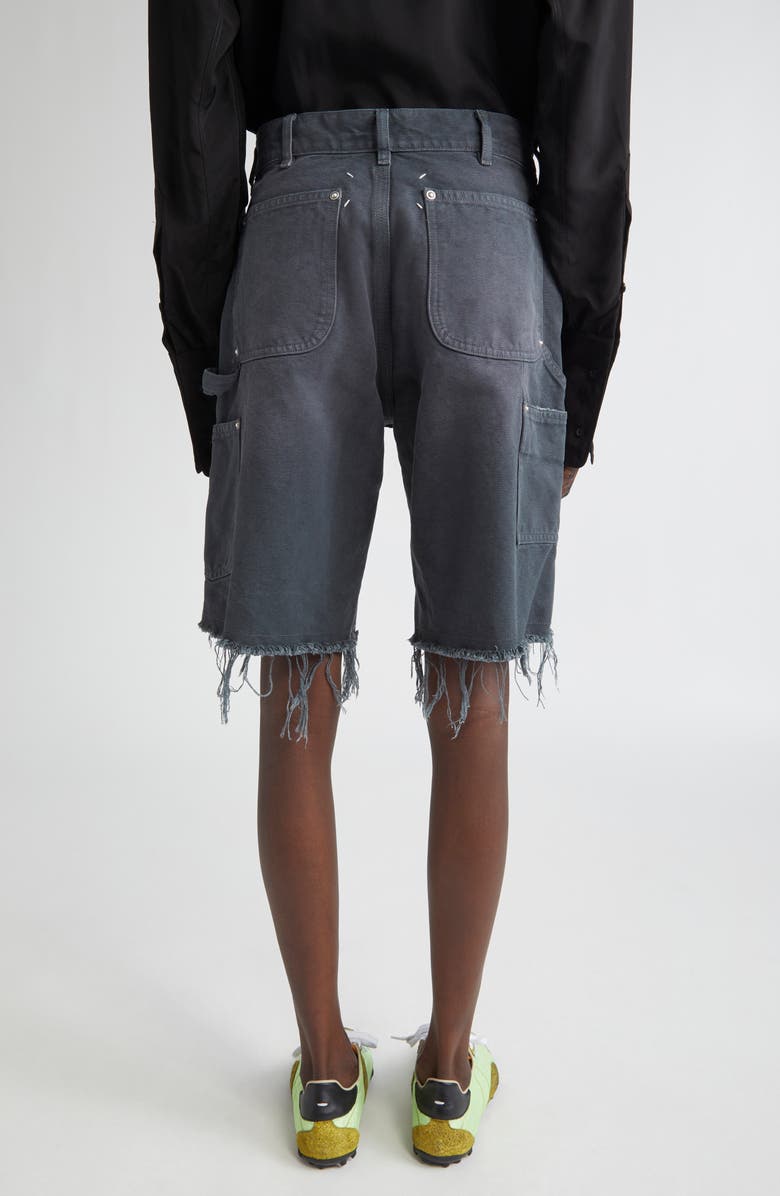 Maison Margiela Studded Denim Cutoff Carpenter Shorts, Alternate, color, Grey