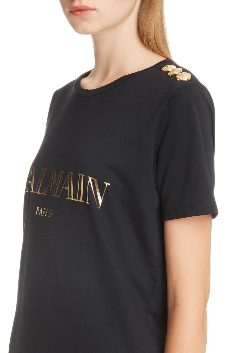 Button Shoulder Logo Tee, Alternate, color, EAD NOIR/ OR