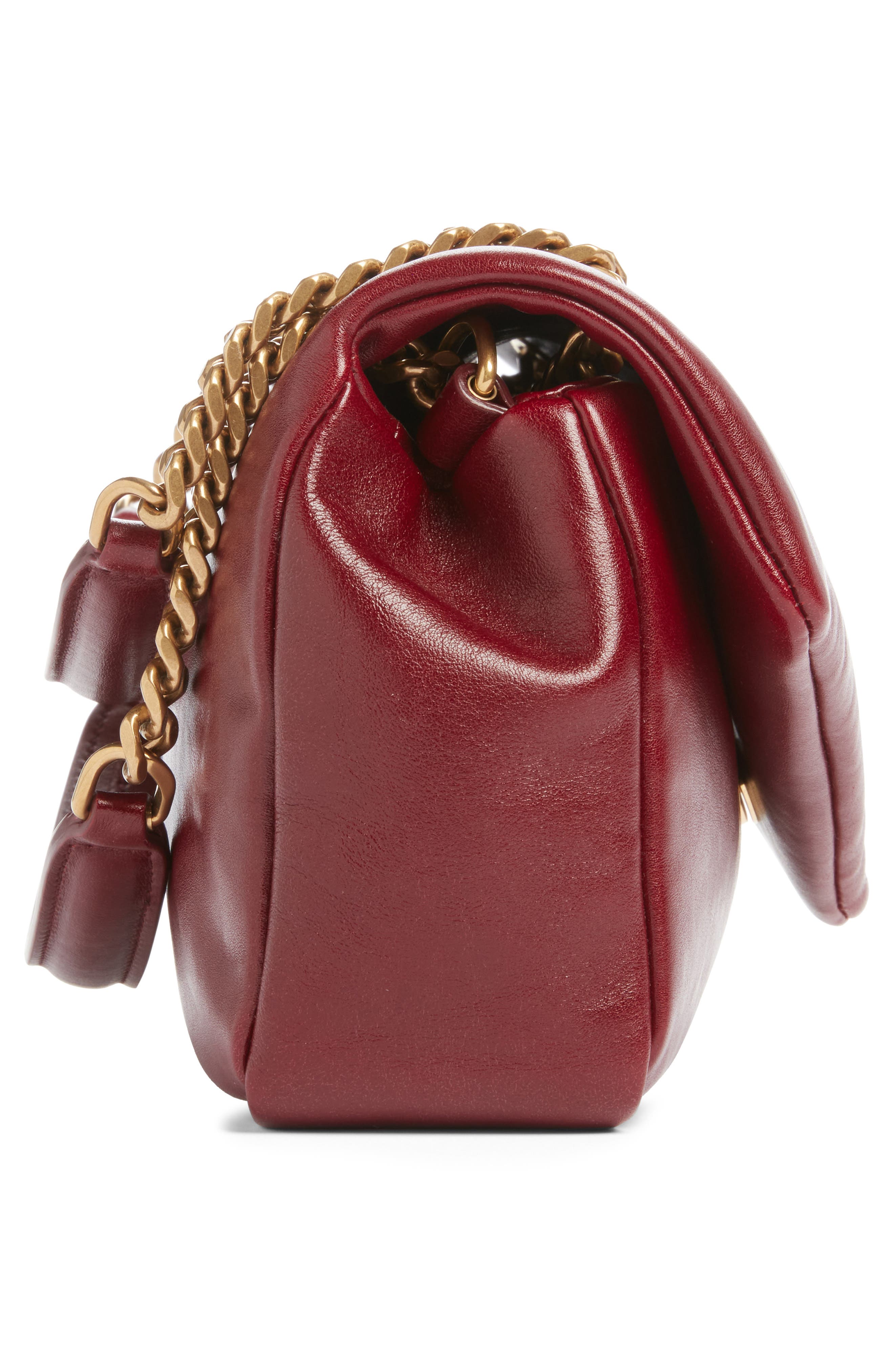Saint Laurent Small Calypso Leather Shoulder Bag, Alternate, color, Rubis