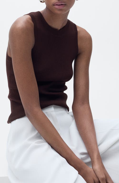 Shop Mango Karl Rib Tank In Chocolate